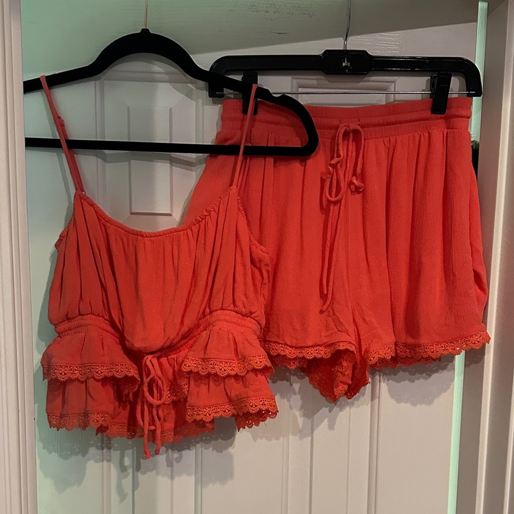 HYFVE Coral Lace-Trim Cami and Shorts Set